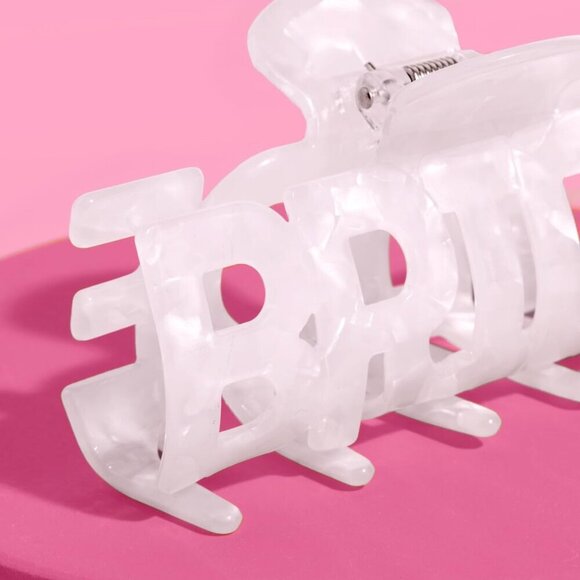 Bride Claw Hair Clip Acrylic White Marble Bridal Bachelorette Gift Accessory main image 2